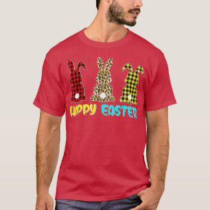 Camiseta Happy Easter Buffalo Plaid Leopard Print Easter Bu