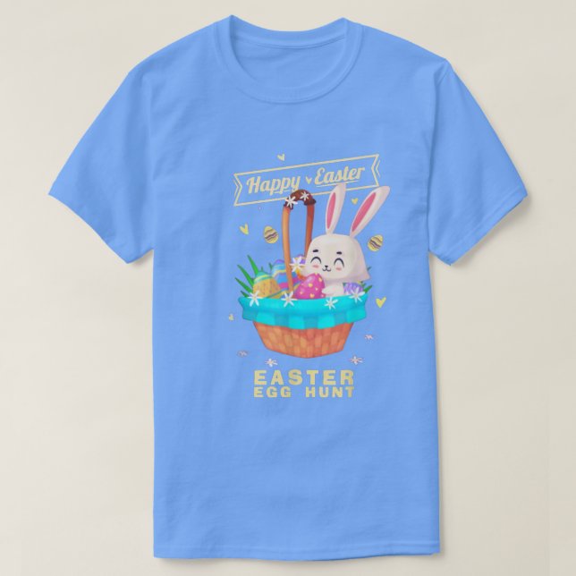 Camiseta Happy Easter Bunny Basket Egg Hunt Cute  (Diseño del anverso)