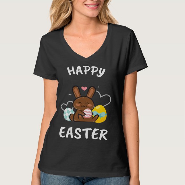 Camiseta Happy Easter Bunny Chicks Egg Hunting Cute Cool (Anverso)