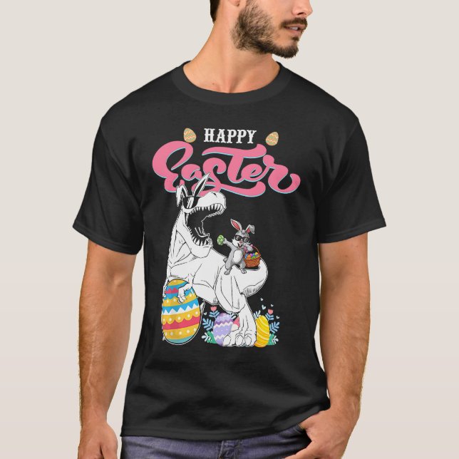 Camiseta Happy Easter Bunny Dinosaur Egg Rabbit Ears Costum (Anverso)