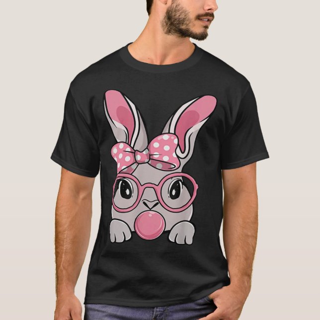 Camiseta Happy Easter Bunny Face Bow Tie Headband Glasses B (Anverso)