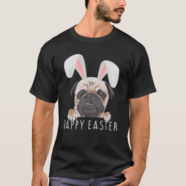 Camiseta Happy Easter Bunny Funny Pajama Dress Pug Party Ra (Anverso)