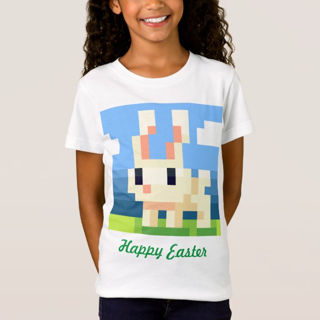 Camiseta Happy Easter bunny pixelart, shirt, Pixel Art  (Anverso)