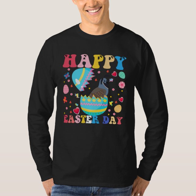 Camiseta Happy Easter Bunny Quail  Easter Day Groovy (Anverso)