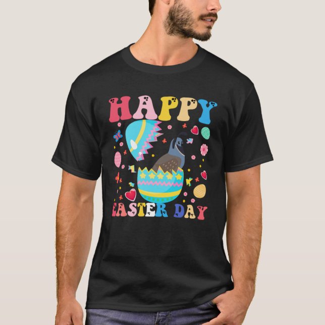Camiseta Happy Easter Bunny Quail  Easter Day Groovy (Anverso)