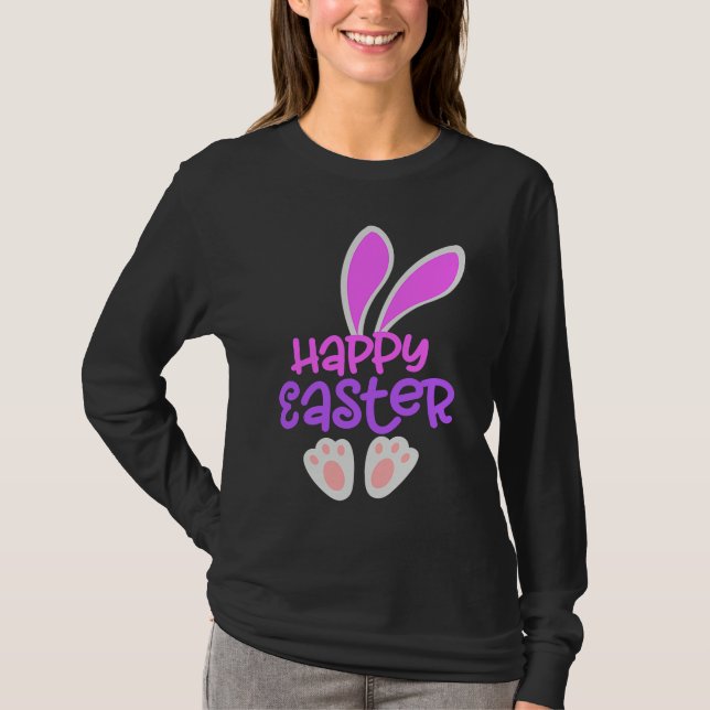 Camiseta Happy Easter Bunny Rabbit Egg Hunt Cute Ears Girls (Anverso)