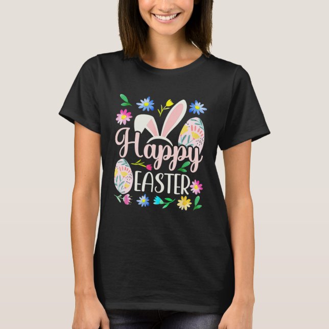 Camiseta Happy Easter Bunny Rabbit Face  Easter Day Women G (Anverso)
