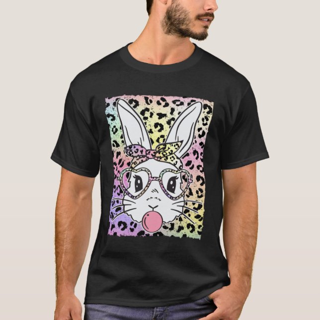 Camiseta Happy Easter Bunny Rabbit Leopard Animal Print Bub (Anverso)