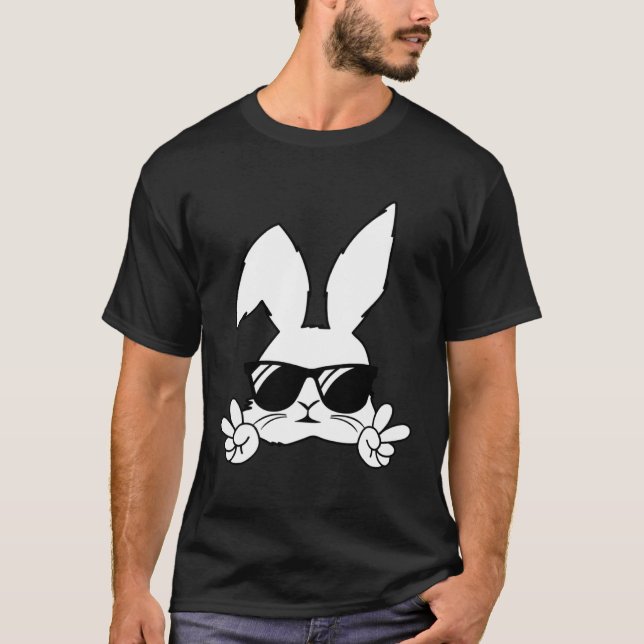 Camiseta Happy Easter Bunny Sunglasses Rabbit Eggs Hunting (Anverso)