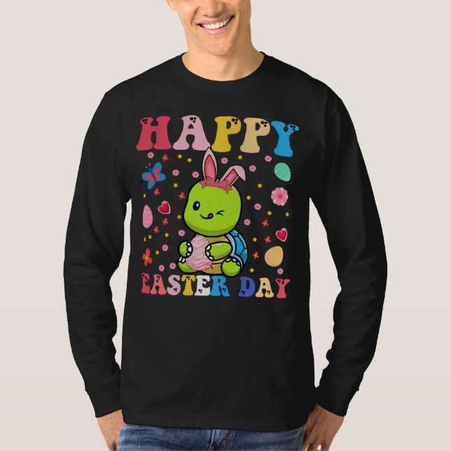 Camiseta Happy Easter Bunny Turtle  Easter Day Groovy (Anverso)