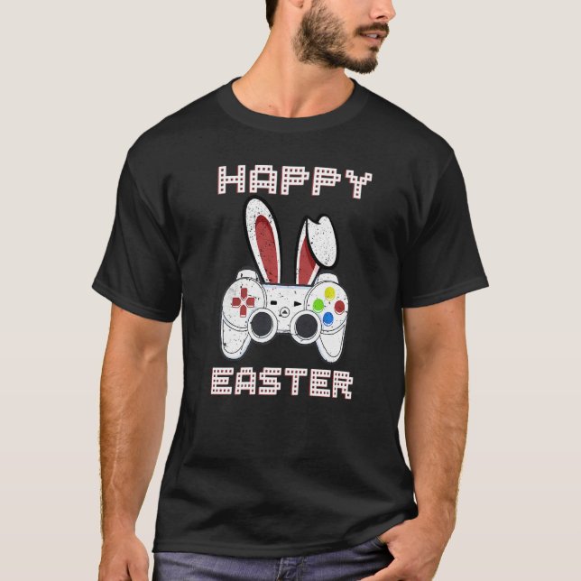 Camiseta Happy Easter Bunny Video Game Controller Gamer Boy (Anverso)