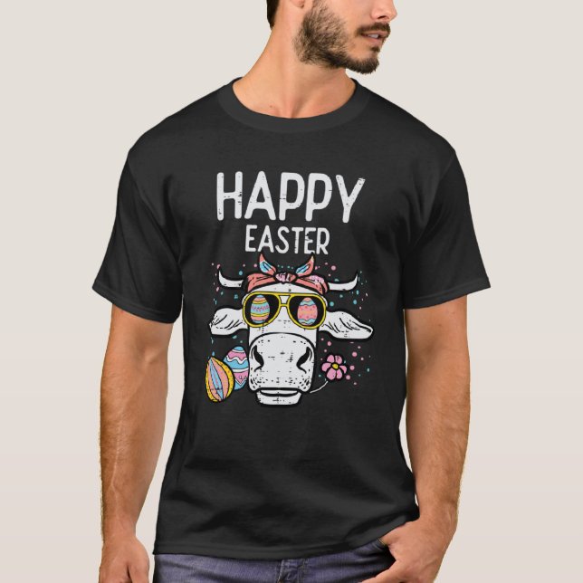 Camiseta Happy Easter Cow Face  Heifer Mom Women Girls Kids (Anverso)