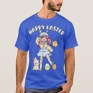 Camiseta Happy Easter - Cute Bunny Anime Girl Kawaii Easter