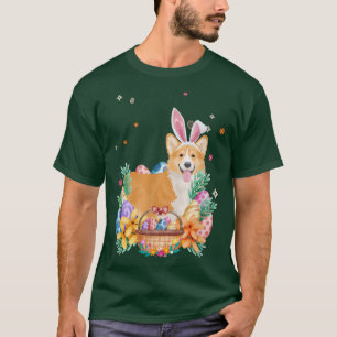 Camiseta Happy Easter Cute Bunny Corgi Wearing Bunny Ears 