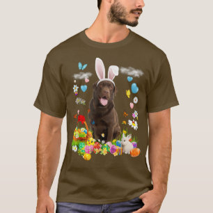 Camiseta Happy Easter Cute Bunny Dog Chocolate Lab Huevos B
