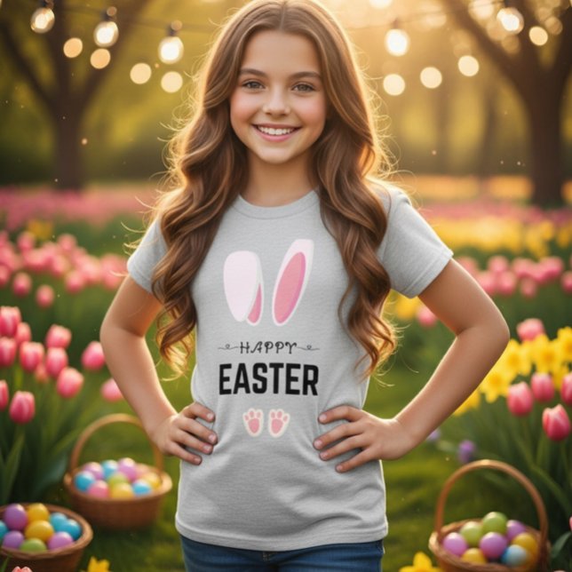 Camiseta Happy Easter Cute Bunny Ears Girls T-Shirt (Subido por el creador)