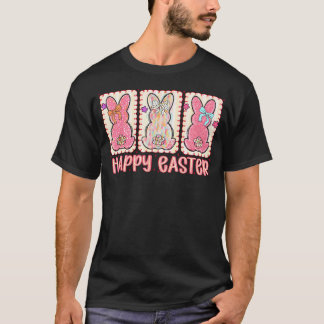 Camiseta Happy Easter Cute Bunny Preppy Coquette Bow Girl