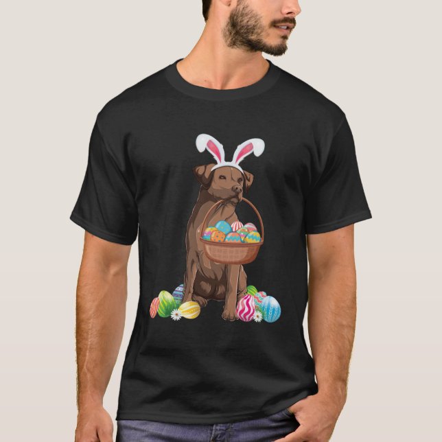 Camiseta Happy Easter Cute Chocolate Labrador Bunny Dog  Ea (Anverso)