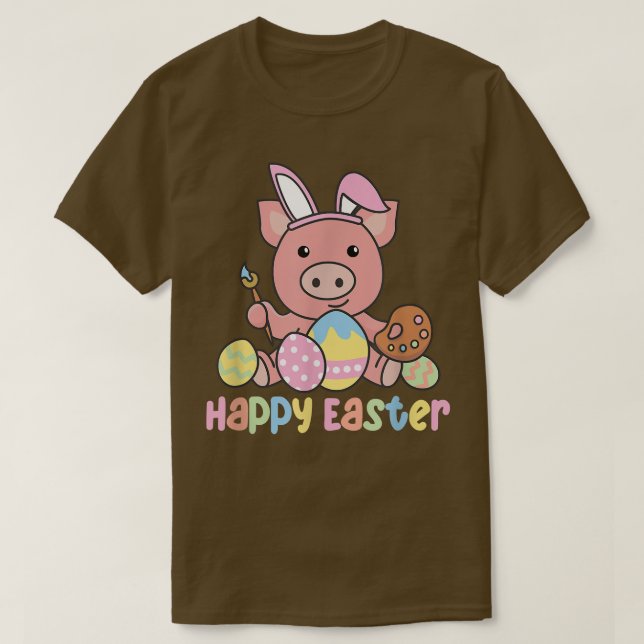 Camiseta Happy Easter Cute Pig For Easter With Easter Eggs  (Diseño del anverso)