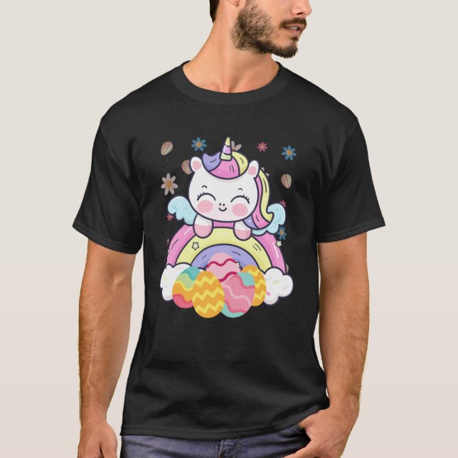 Camiseta Happy Easter Cute Unicorn Wearing Bunny Ears Easte (Anverso)