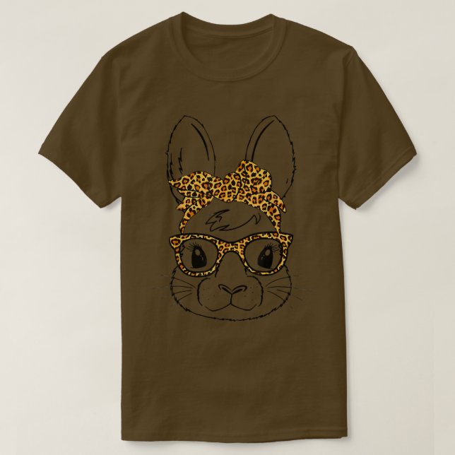 Camiseta Happy Easter Day 2022 Bunny Face Leopard Glasses W (Diseño del anverso)