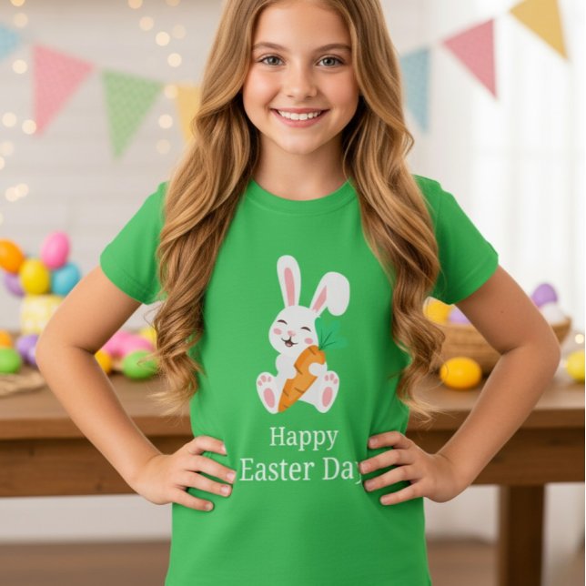 Camiseta Happy Easter Day Bunny Carrot Youth T-Shirt (Subido por el creador)