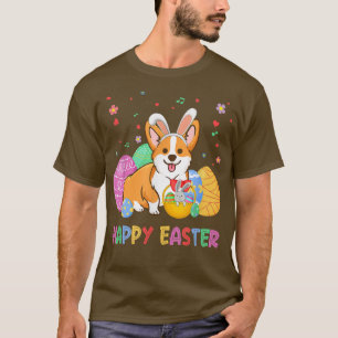 Camiseta Happy Easter Day Bunny Corgi Dog Cute Dog Puppy Lo