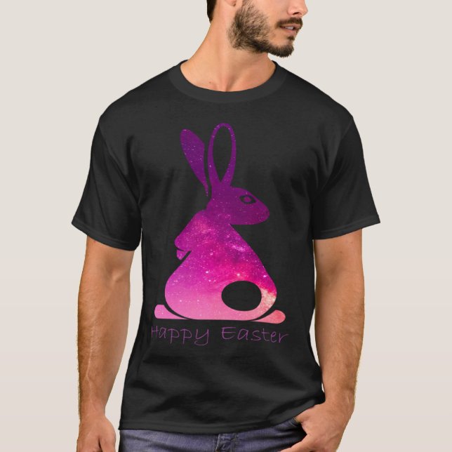 Camiseta Happy Easter Day Bunny rabbit pink solar system cl (Anverso)