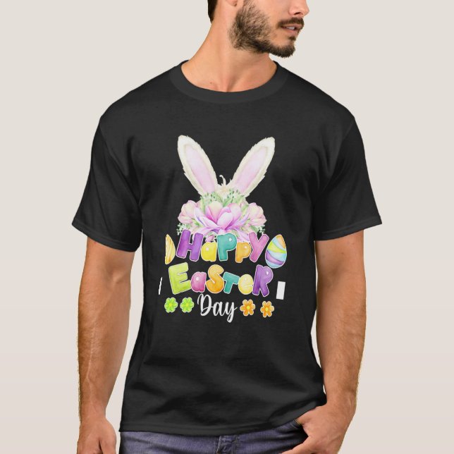 Camiseta Happy Easter Day Cute Bunny Face Rabbit Bow 2022 2 (Anverso)