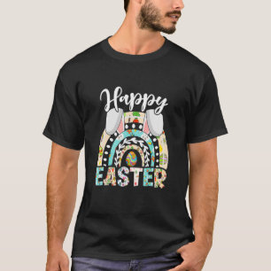 Camiseta Happy Easter Day Cute Rainbow Ears Easter Bunny Eg