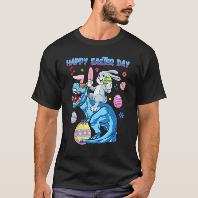 Camiseta Happy Easter Day Funny Graphic Cute Bunny Riding D (Anverso)