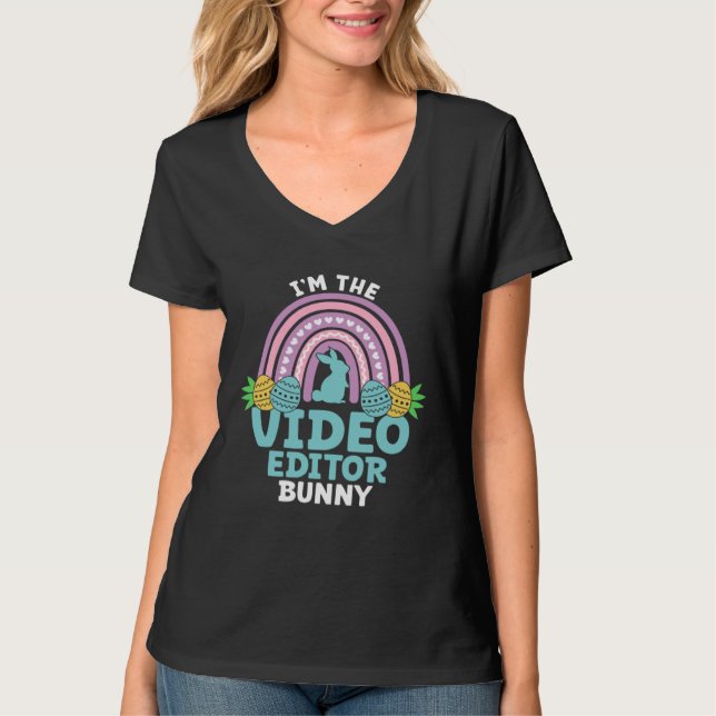 Camiseta Happy Easter Day I m the Video Editor Bunny (Anverso)