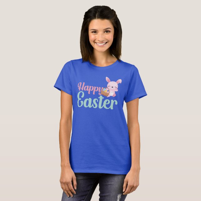 Camiseta HAPPY EASTER divertido conejito de Pascua (Anverso completo)