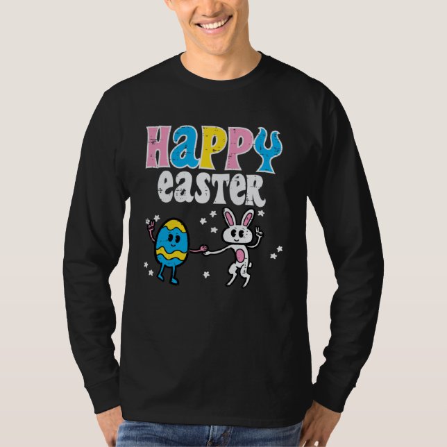 Camiseta Happy Easter Egg Bunny Dance Cute Boys Girls Kids  (Anverso)