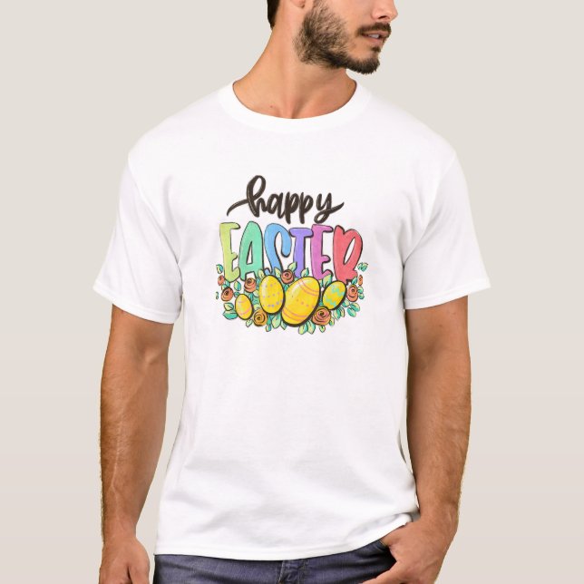 Camiseta Happy Easter Floral Easter Eggs (Anverso)