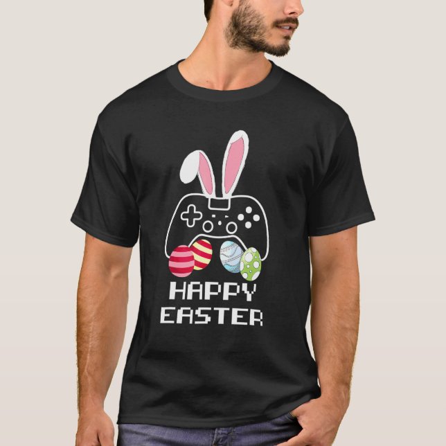 Camiseta Happy Easter Game Controller Bunny Egger Gamer Boy (Anverso)