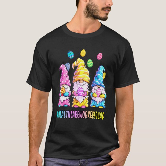Camiseta Happy Easter Gnomes Egg Hunt Healthcare Worker Sq (Anverso)
