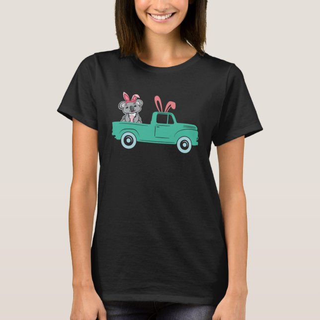 Camiseta Happy Easter Koala Bunny Riding Truck Boys Toddler (Anverso)