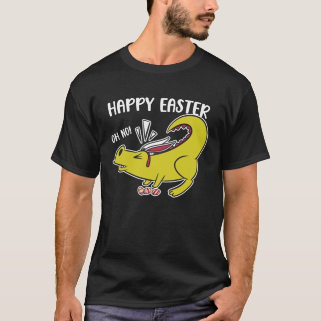 Camiseta Happy Easter Oh No Holiday Dinosaur Trex Bunny Ear (Anverso)