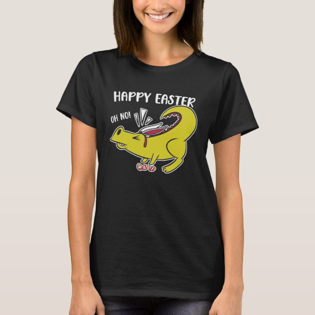 Camiseta Happy Easter Oh No Holiday Dinosaur Trex Bunny Ear (Anverso)