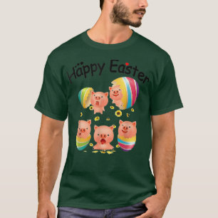 Camiseta Happy Easter Pigs Eggs Easter Butterfly Pigs Lover