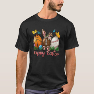 Camiseta Happy Easter Pink Leopard Bunny Basebal