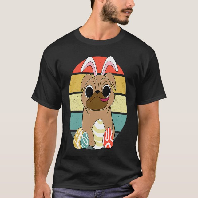 Camiseta Happy Easter Pug Wearing Bunny Ear Pug (Anverso)