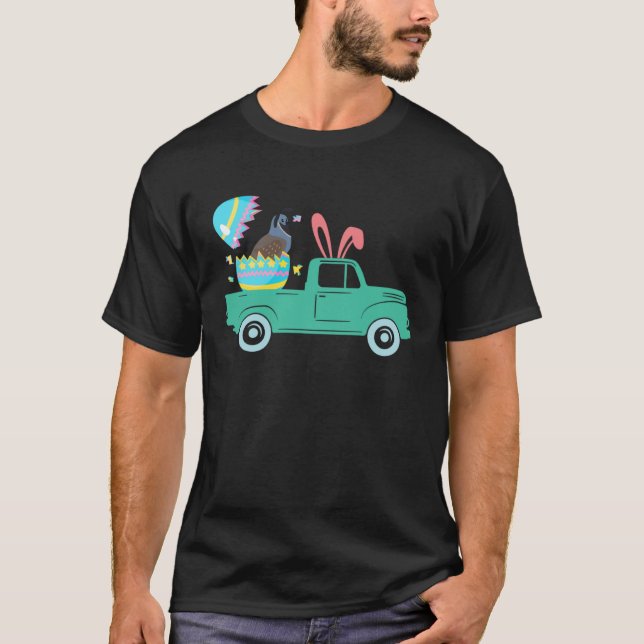 Camiseta Happy Easter Quail Bunny Riding Truck Boys Toddler (Anverso)