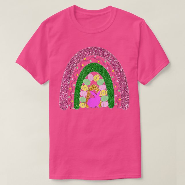 Camiseta Happy Easter Rainbow Bunny Leopard Rainbow Easter  (Diseño del anverso)