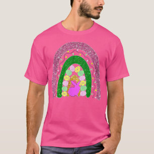 Camiseta Happy Easter Rainbow Bunny Leopard Rainbow Easter