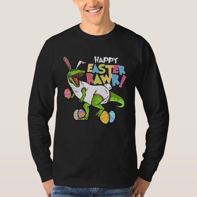 Camiseta Happy Easter Rawr  Bunny Egg Hunter Hunting Season (Anverso)
