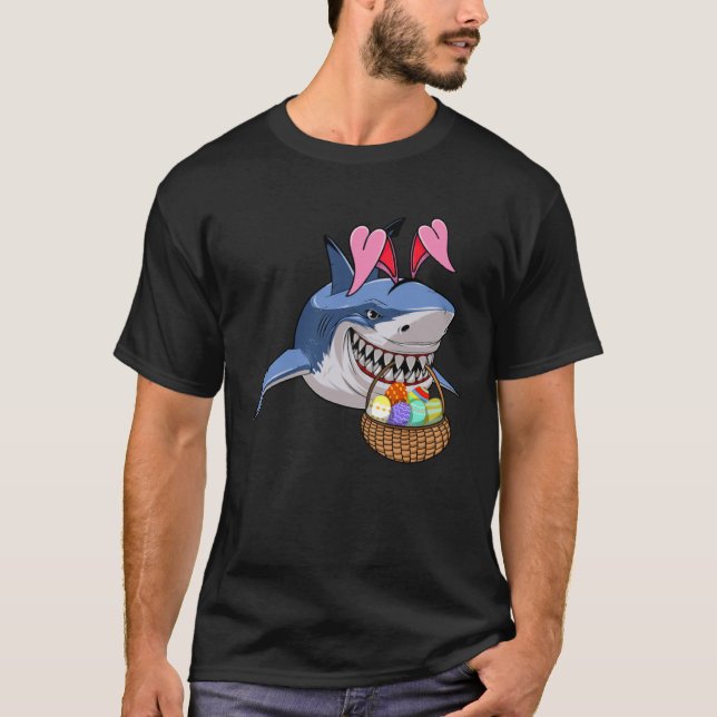 Camiseta Happy Easter Shark Bunny with Easter Basket Boys G (Anverso)