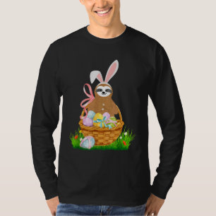 Camiseta Happy Easter Slote Wearing Bunny Ear Egg Basket Sl