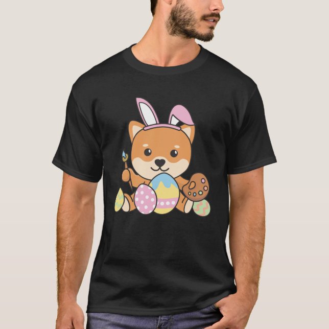 Camiseta Happy Easter Sweet Shiba Inu For Easter With Easte (Anverso)